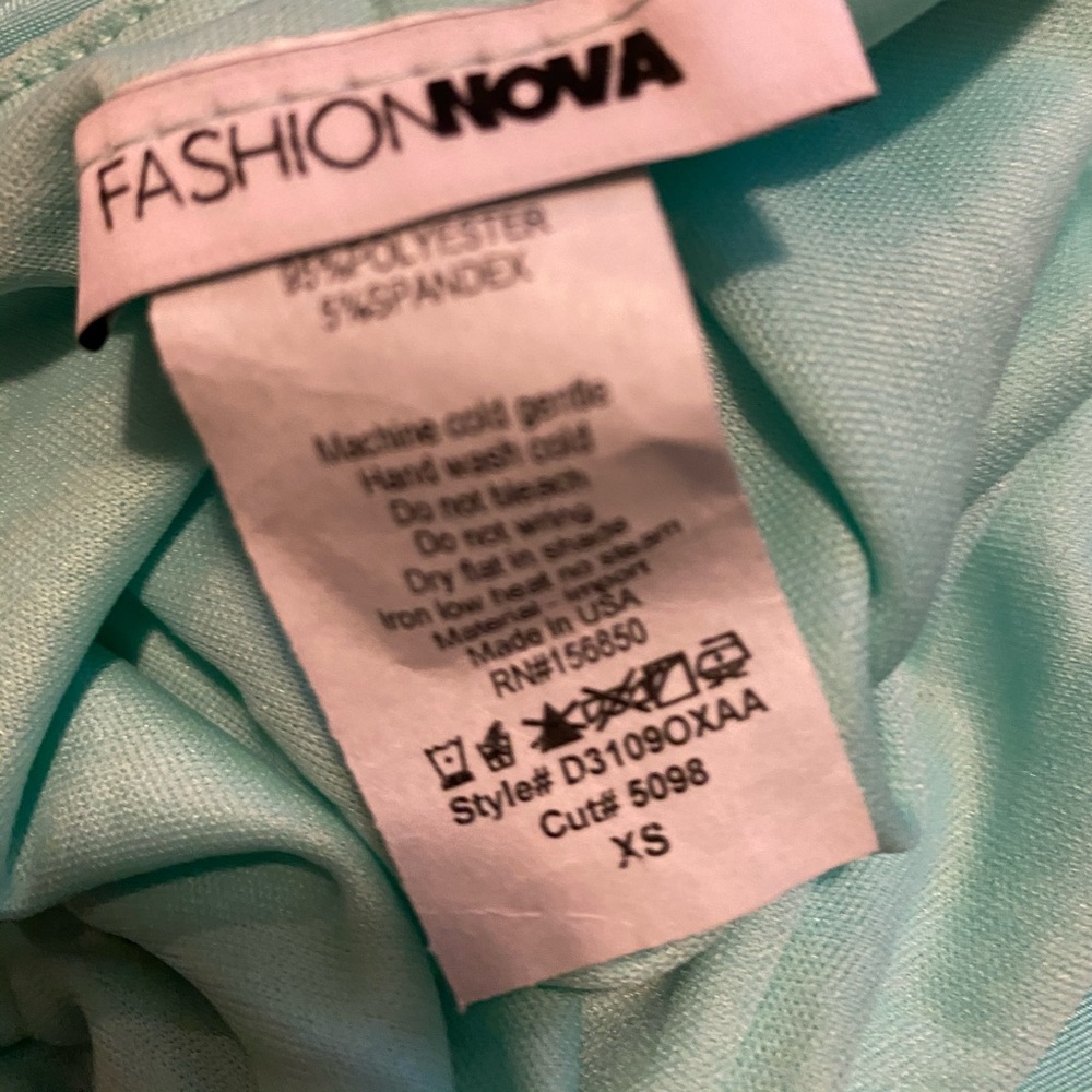 Long Double Split Stretchy Cross Back Mint Dress - image 3